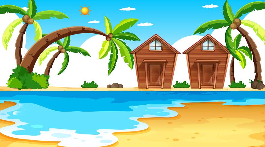 Island scene with bangalows vector