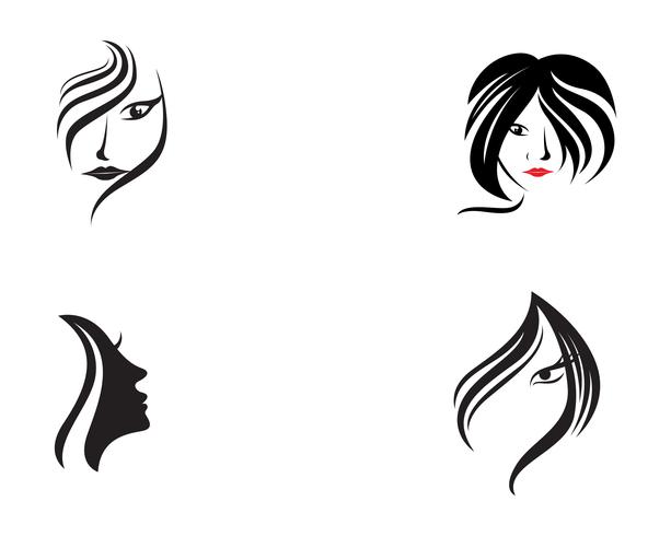 hair woman and face logo and symbols  vector