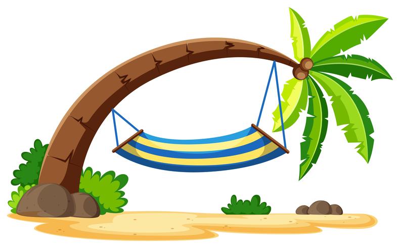 Scene with hammock on coconut tree vector