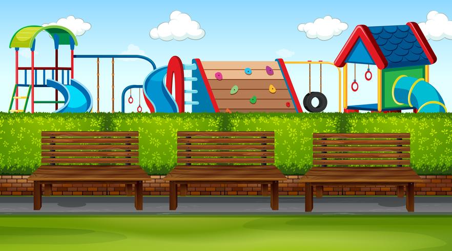 Parque de escena con parque infantil. vector