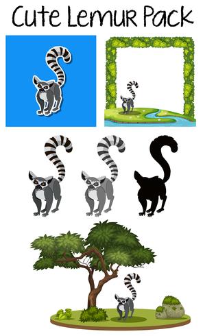 A cute lemur pack vector