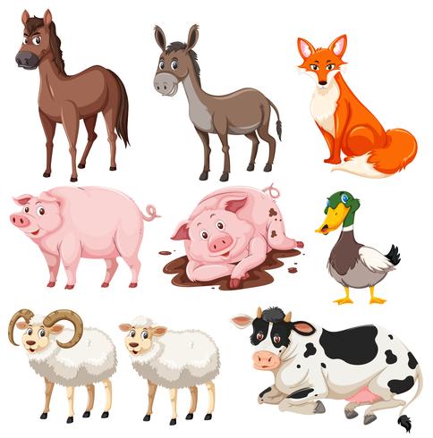 Conjunto de animales de granja Vector Pr