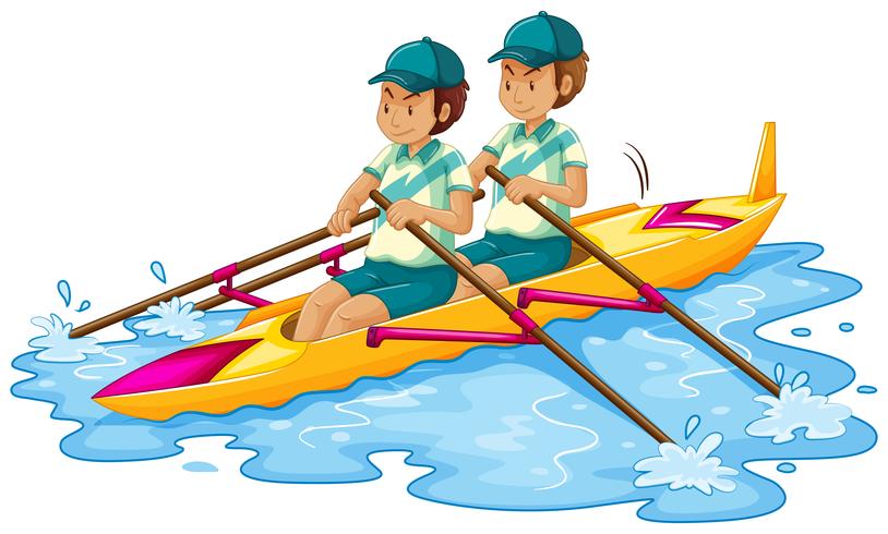 Man canoe on white background vector