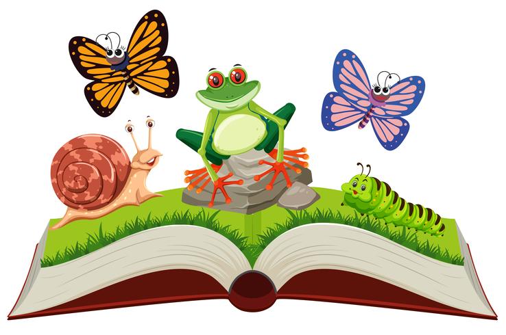 Set of animals in pop up book vector