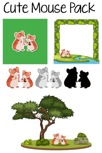 A pack of cute mouse vector