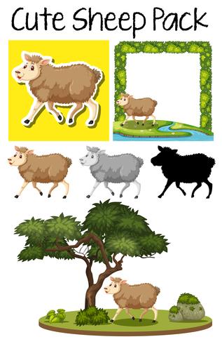 A pack of cute sheep vector