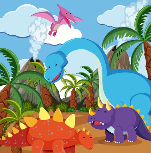 Flat dinosaur in nature vector