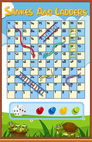 A snake ladder game template vector