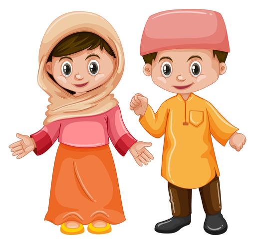 Afghanistan boy and girl with happy face vector