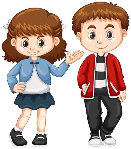 Happy boy and girl standing vector