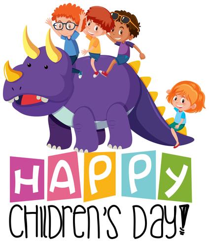 Happy children's day icon vector