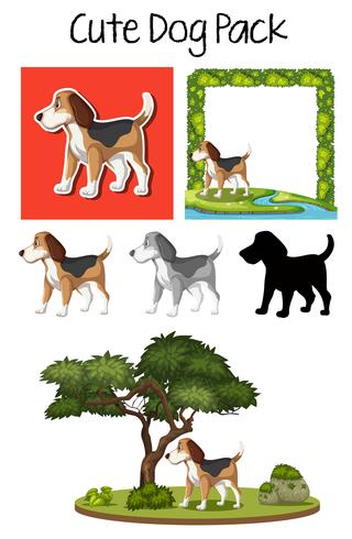 A pack of cute dog vector