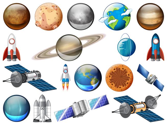 Set of solar systems vector