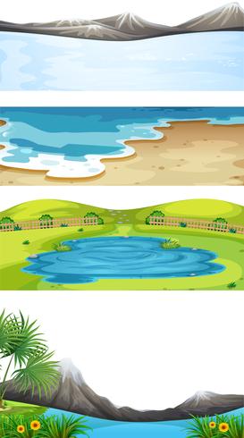 Set of nature landscape vector