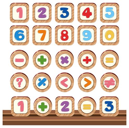 Set of Wooden number objects  vector