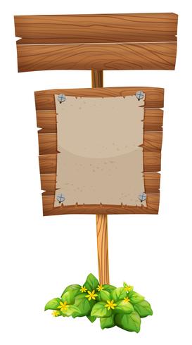 Blank paper on wooden sign vector