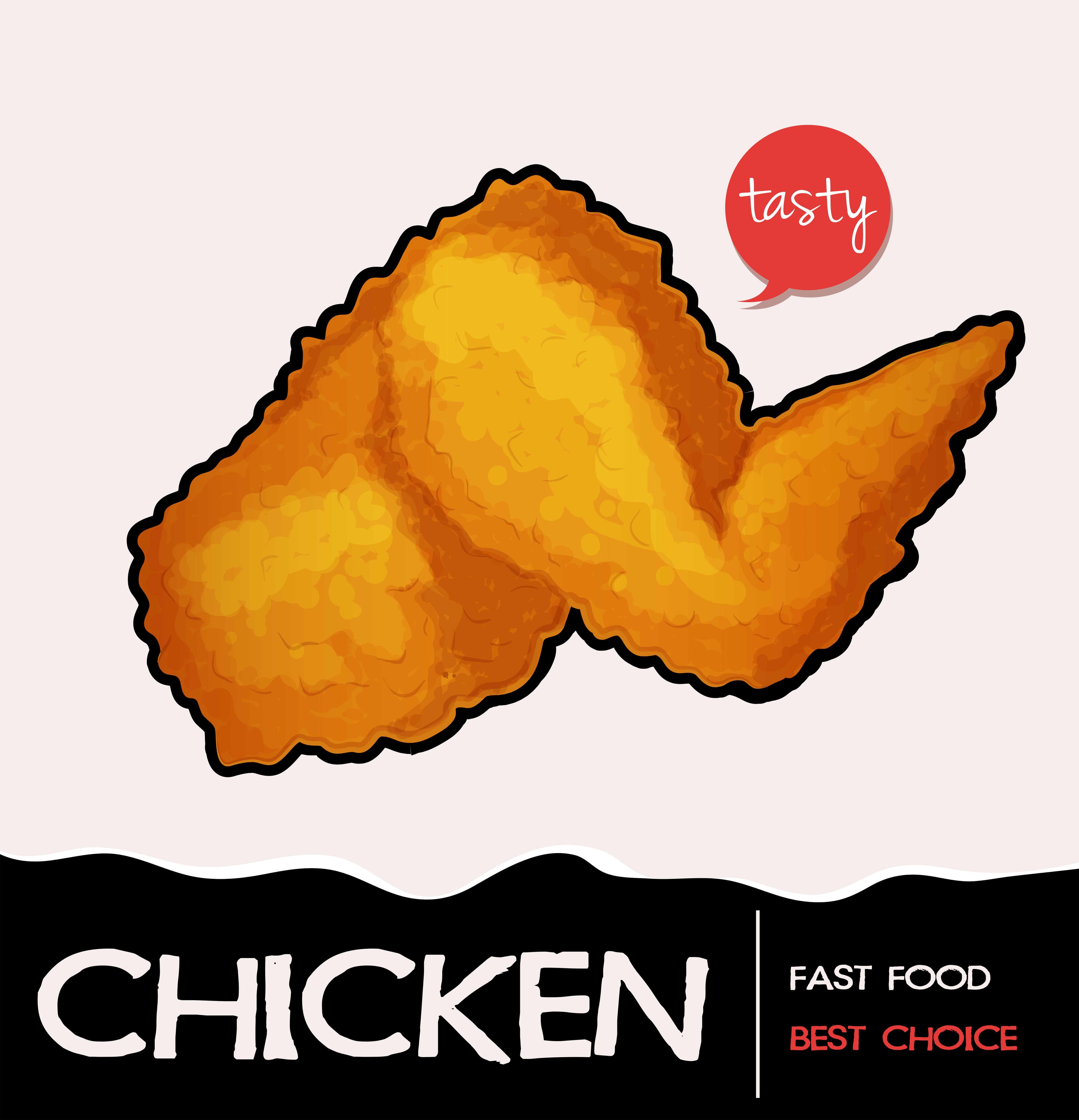 Fried chicken on poster 605597 Vector Art at Vecteezy