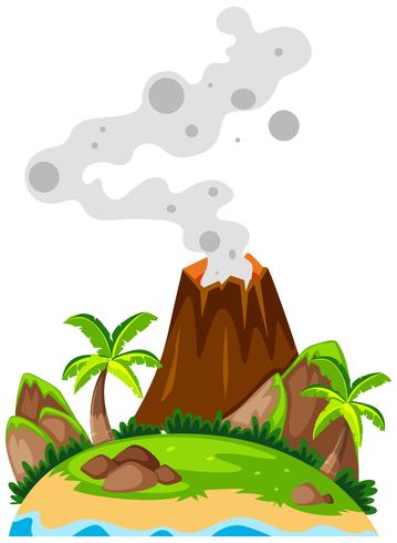 Volcano on the island vector