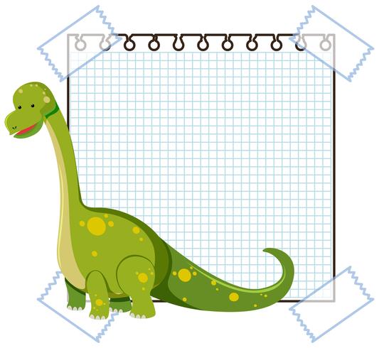 A dinosaur on note template vector