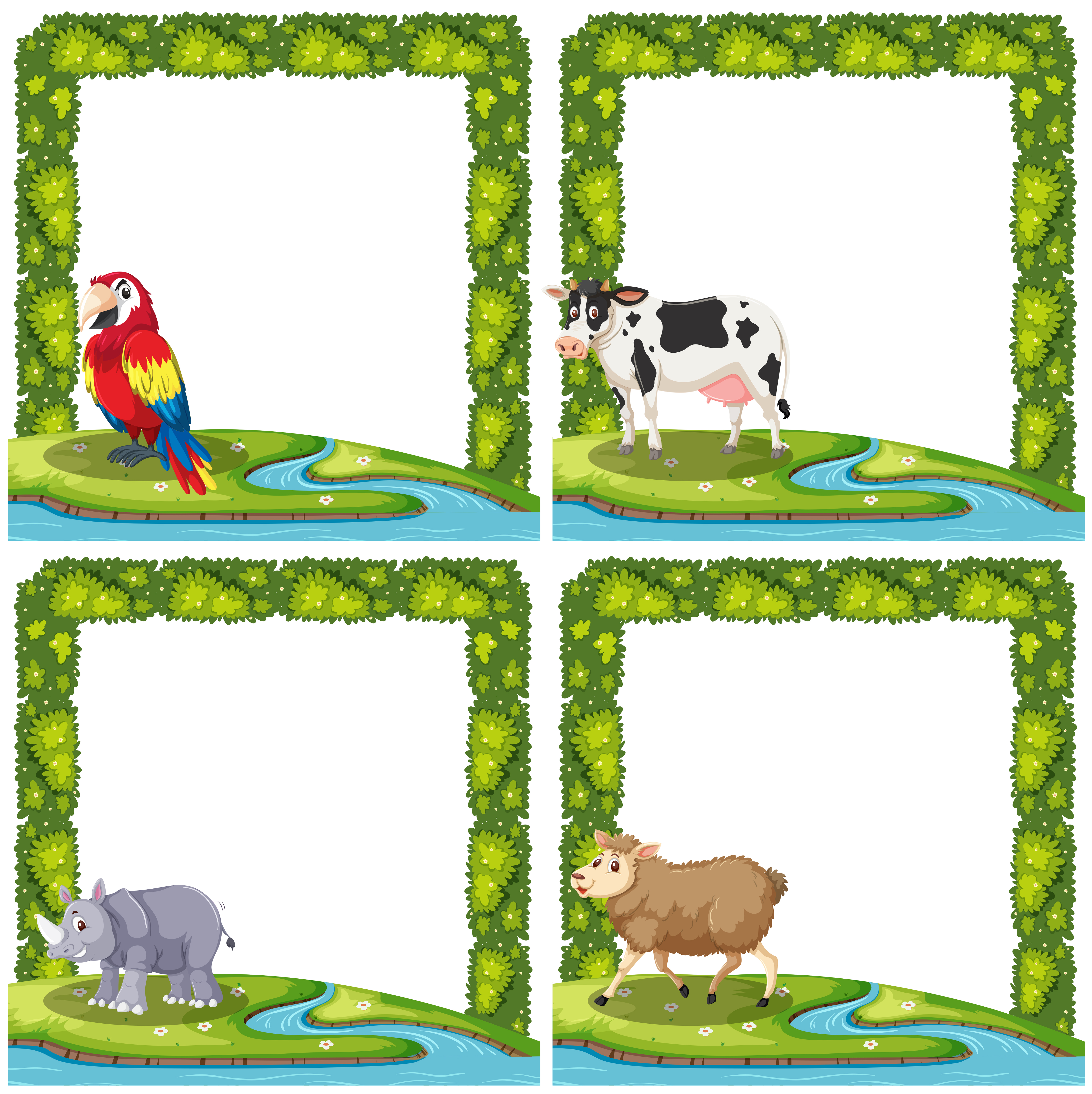 Download Set of animal in nature border 605621 - Download Free Vectors, Clipart Graphics & Vector Art