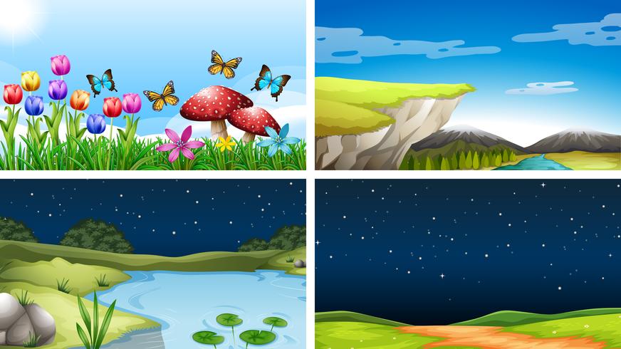 Set of nature landscape vector