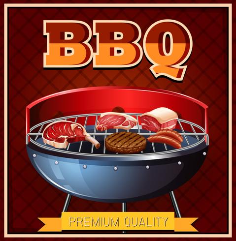 BBQ beef on grill vector