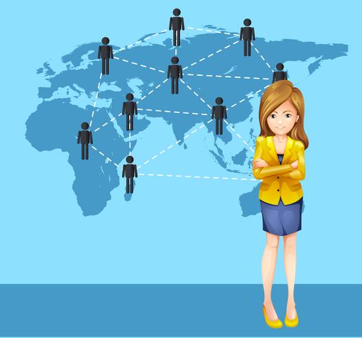 Businesswoman and people around the world vector