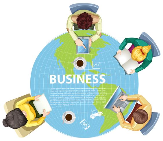 Business people working around the world vector