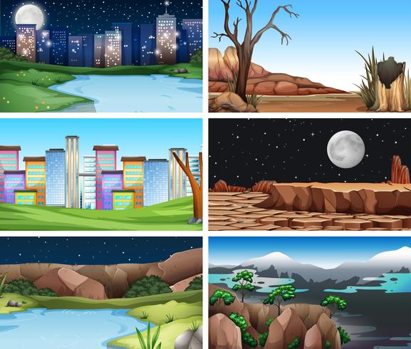 Set of nature landscape vector