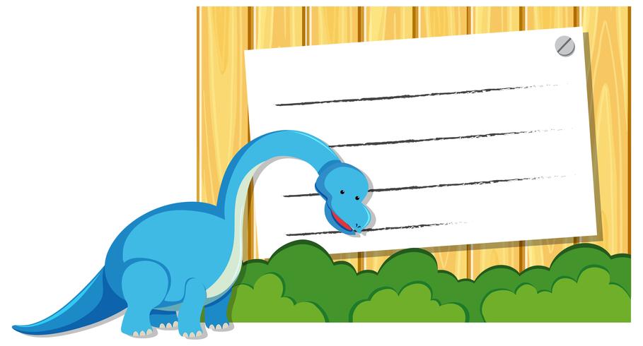 A dinosaur on note template vector