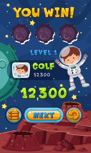 Game template with astronaut in space vector