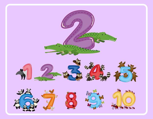 Counting number and other numbers with animals 605710 Vector Art at Vecteezy