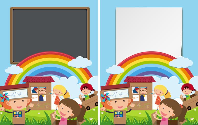 Download Two border templates with kids playing in park - Download ...