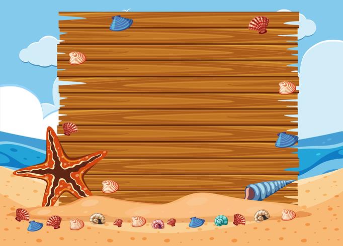 Wooden board on the beach vector