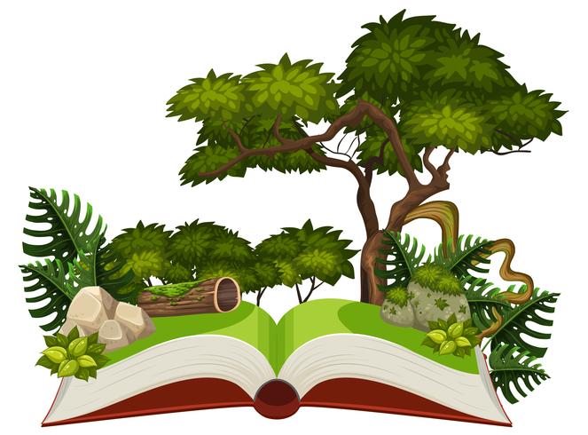 Jungle scene on a pop up book vector