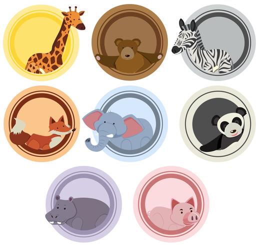 Label templates with wild animals vector