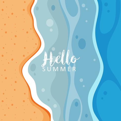 Hello summer with ocean view vector