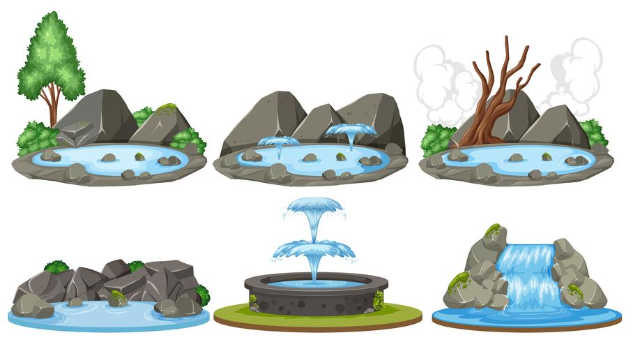 Set of water scenes vector