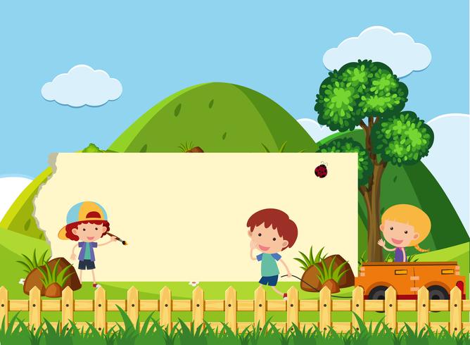 Banner template with kids in the park vector