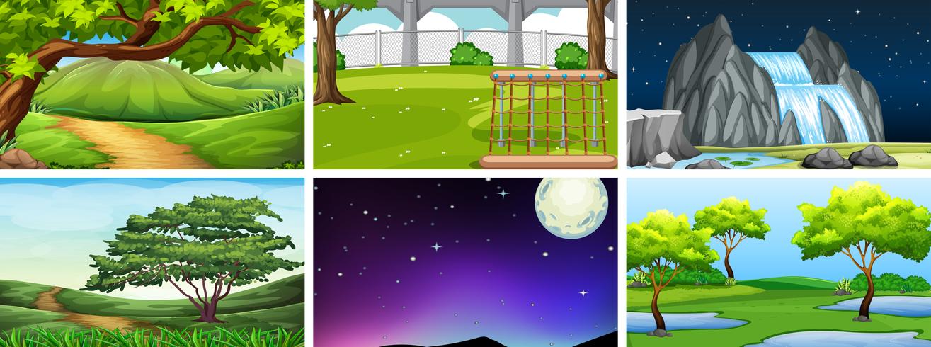 Set of nature landscape vector