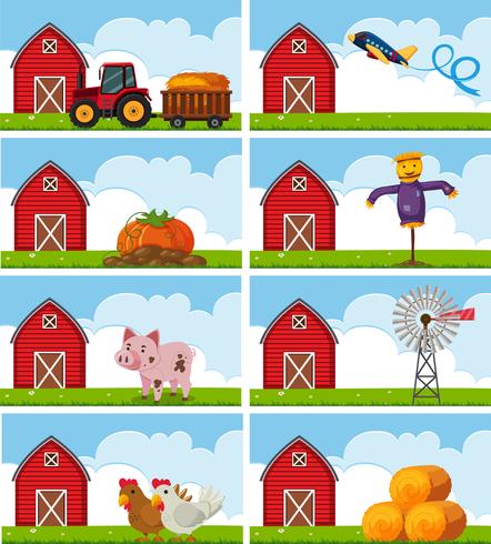 Different farm animals and things on the farm vector