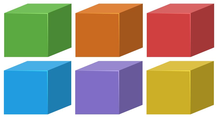 conjunto de cajas de colores vector