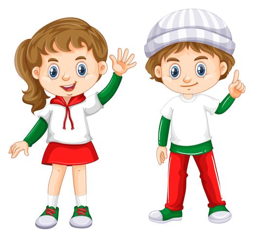 Boy and girl with happy face
