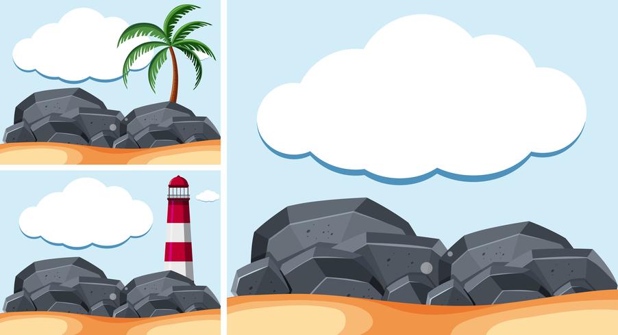 Background scenes with lighthouse and rocks vector