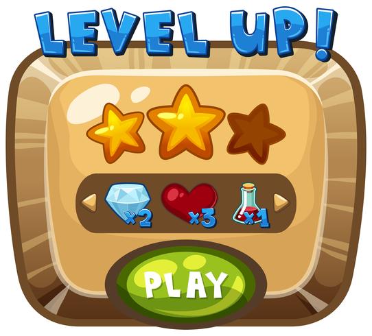 Level up template on computer game vector