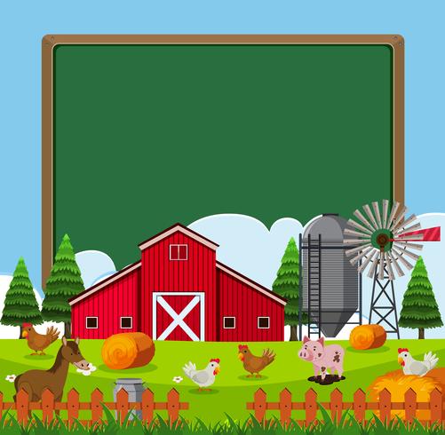 Border template with many farm animals vector