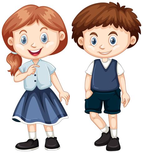 Niño y niña con sonrisa feliz vector