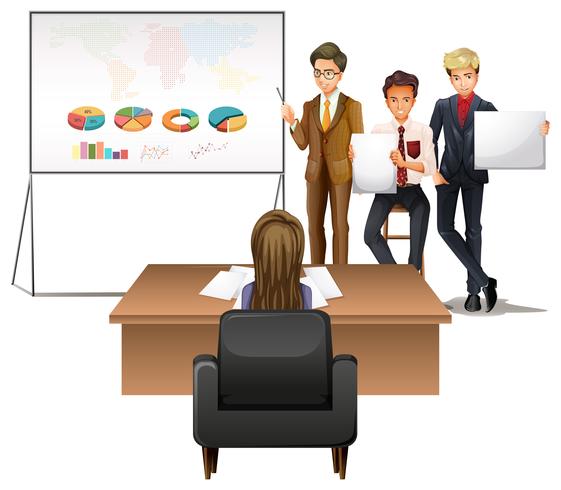 Business people presenting with graphs vector