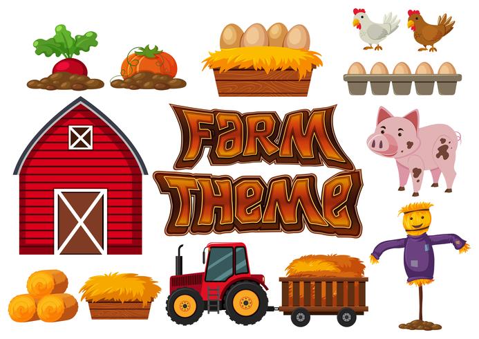 Set of farm element vector