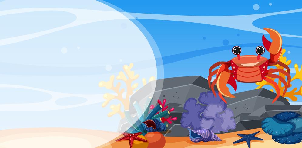 Underwater scene with crab on rock vector